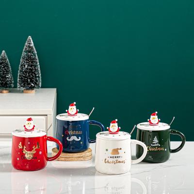 China Dear Family Santa Cup Christmas Coffee Cup Amazon Mugs Modern Hot Sale Christmas Theme Mug with Spoon and Lid for sale