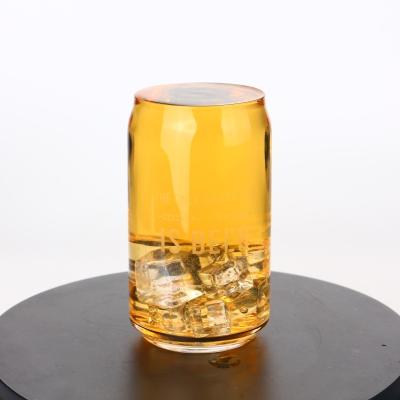 China Heat Reasistance Control Accepted Beer Glass Can Shaped Glass With Bamboo Lid Optional for sale