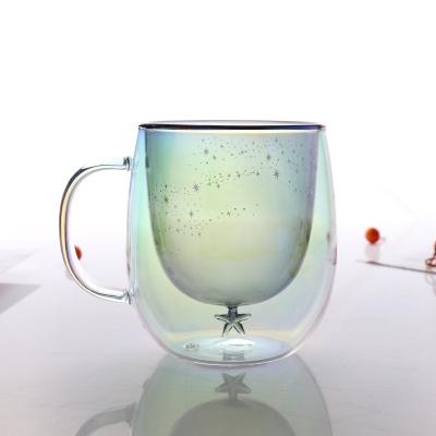 China Viable Wholesale Fast Shipping Colored Double Wall Glass Cup Reusable Custom Made Drinking Glass Double Wall for sale