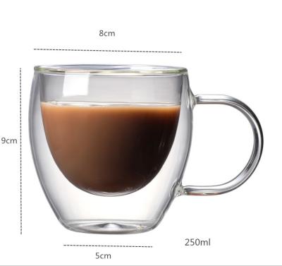 China 250ml Double Sustainable Clear High Wall Glass Tea Cup , Double Wall Glass Borosilicate Material for sale