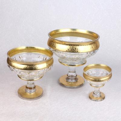 China Uzbekistan Viable Factory Direct Gold Plating Machine Made Glass Fruit Bowl For Table Decoration And Wedding for sale