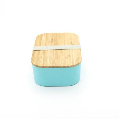 China Sustainable 100% biodegradable PLA lunch box with natural bamboo lid for sale