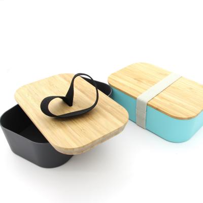 China Sustainable Kitchen Food Container Box With Lid Bamboo Lunch Box Made From Plasma Cornstarch Bamboo Bowl for sale