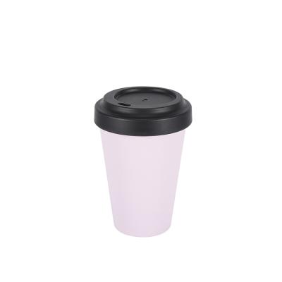 China Amazon Hot Sales Biodegradable PLA Bamboo Fiber Mug, 350ML Coffee Cup With Silicon Lid for sale