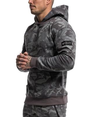 China Camouflage Sleeved Anti-pilling Muscular Sport Men's Long Leisure Fitness Hooded Outdoor Hoodies for sale