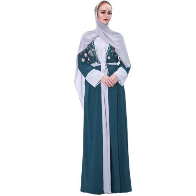 China 2021 New Muslim Women's Chiffon Daily Casual Formal Embroidery Ramadan Splice Cardigan Abaya Muslim Women Dresses for sale