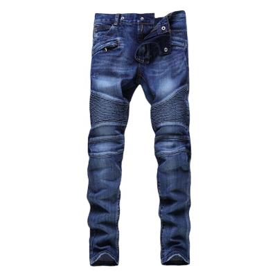 China 2021 Autumn New QUICK DRY hot style slim straight leg zipper pleated men's jeans pants trousers for sale