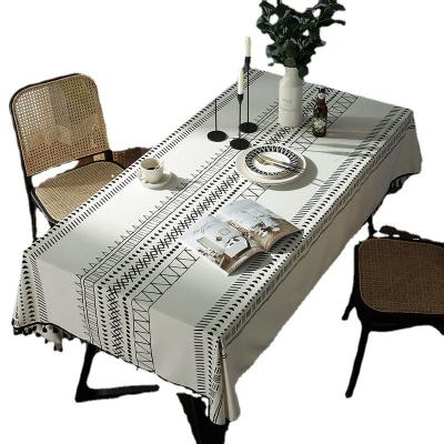 China Modern Rectangular Table Cloth Cotton Linen Tablecloth Embroidered Washable Tassel Table Cover For Kitchen Dining Buffet Table Decor for sale