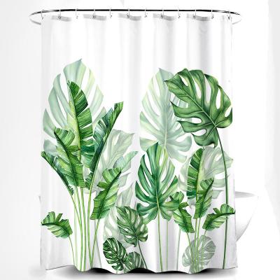 China Sustainable Shower Curtains for the Bathroom - Tropical Leaves Plant on White Background Scentless Curtain for Bathroom Showers and Tubs for sale