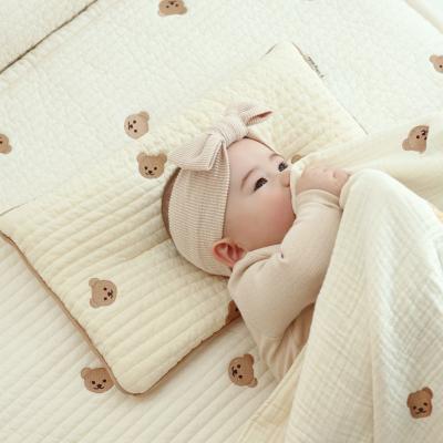 China 40X25cm Anti-Pull Baby Cartoon Bear Pillow Kawaii Rabbit Kids Newborn Baby Embroidered Bed Pillow Removable And Washable for sale