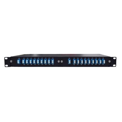 China 1U 2-Slot Rack Mount Half Size Cassette Single Fiber LC/UPC 1270nm-1610nm 18CH CWDM Mux Demux HL-CW-MD-2Slot LGX for sale