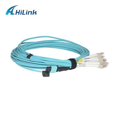 China FTTX MPO Cable To LC UPC 8 Core MPO Patch Tie Down OM4 10m 3.0mm LSZH Duplex Customized Length 3m 5m for sale