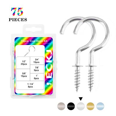 China good quality & High Quality Eckj Reasonable Price 75 Pieces/Set 6 Cup Screw Hook Wall Hook Self Tapping Hook for sale