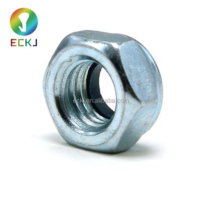 China General Industry Self-Locking Galvanized Nut Tools Fasteners Accessories Nylon Insert Hex Locknuts for sale