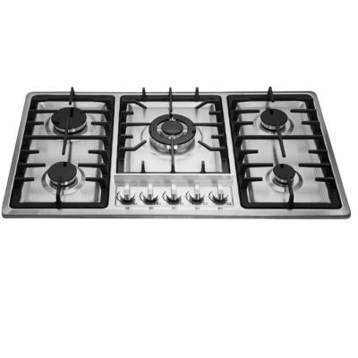 China Household Workbench in Stainless Steel Hob Sabaf Style 5 Flame Burners Gas Hob Stainless Steel Gas Stove for sale