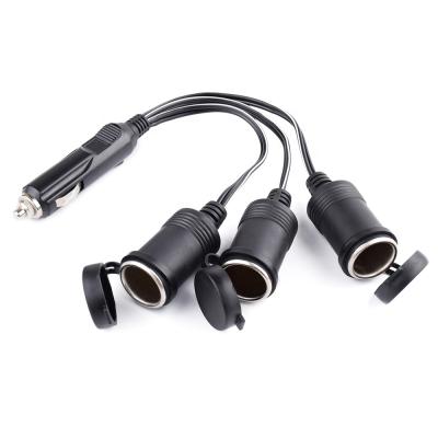 China Cyberpunk 1 to 3 Car Cigarette Lighter Power Adapter 3 Way Plug Splitter Male to Female Plug Socket Extension Cable for sale