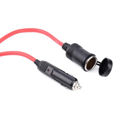 China Cyberpunk Car Cigarette Extension Lighter Male To Female Plug 16AWG Heavey Duty Extension Cable With LED Indicator for sale