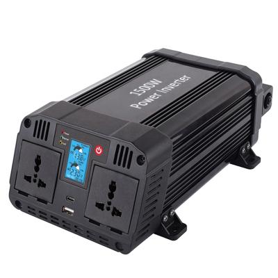 China PVC And ABS Plastic Casing 1500Watt Inverter 12V 24V DC To AC 110V 220V Pure Sine Wave Car Power Inverter With Usb Charging Port for sale