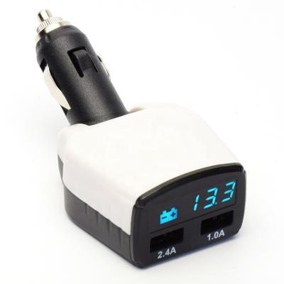 China Adjustable Auto Plug 12V Battery Monitor With 2 USB Ports Battery Tester for sale