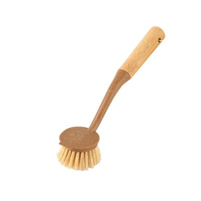 China Sustainable Wholesale Long Handle Pot Cleaning Brush Kitchen Tool Bamboo Plant Cleaning Brush for sale