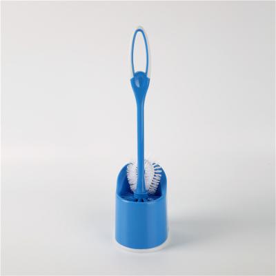 China New Sustainable Creative Long Handle Toilet Bowl Brushes Plastic Blue Bathroom Wall Hanging Toilet Brush Set for sale