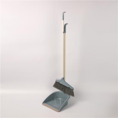 China Long Handle Home Household Cleaning Longhandle Soft Plastic Broom Head And Dustpan Windproof Set For Home for sale