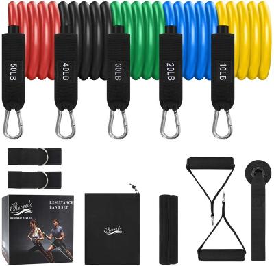 China Fitness Exercise Whatafit Hotsale Supplier 11pcs Resistance Band Set,Exercise Bands With Door Anchor,Handles,Gym Band Resistance for sale