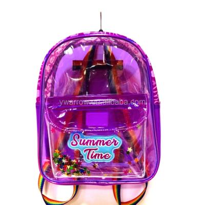 China Waterproof Children and Ladies Transparent PVC TPU School Girls Best Sales Anti-theft Goods Beach PVC Mini Backpacks With Pom Pom for sale