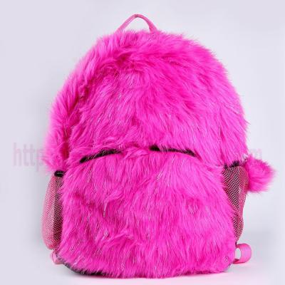 China Pink Fluffy Bag Backpack Kids Plush No Travel Backpack for sale