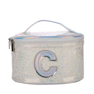 China Fashoion 2021 Fashionable Makeup Glitter Luxury Cosmetic Organizer Customize Rainbow Lady Style Logo Glitter Makeup Cosmetic Bag for sale