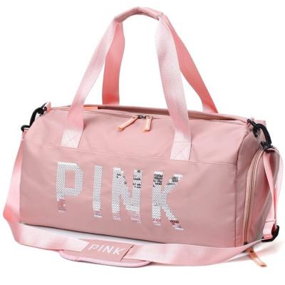 China Custom Logo Outdoor Sports Duffel Bag Pink Women Yoga Waterproof Gym Bag Eco-friendly With Shoe Compartment for sale