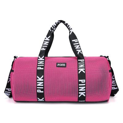 China New Fashionable Hot Sale Large Capacity Grid Pink Zipper Rolling Duffle Bag Eco-friendly Gym Duffle Bag Eco-friendly Duffel Bag for sale