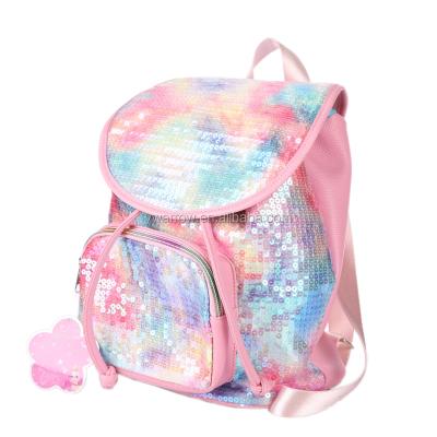 China 2021 Anti-theft Fashionable Women Style Tie Dye Rainbow PU College School Girl Backpack Flip Drawstring Waterproof Backpacks for sale