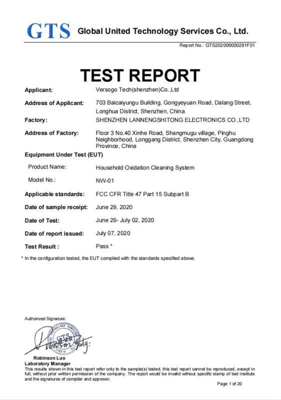 FCC - Versogo Tech (shenzhen) Co., Ltd.