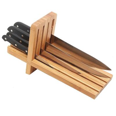 China Sustainable Hot Selling 100% Eco-Friendly Knife Holder Accessories Non-Toxic Bamboo Kitchen Knife Blocks for sale