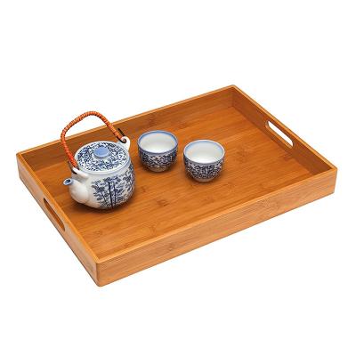 China Cheap Breakfast Tray Hotel Bamboo Food Serving Tray With Handle Hotel Home Restaurant Factory Price Restaurant for sale