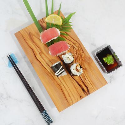 China Factory Direct Sales Sustainable Sushi Display Trays Olive Wood Base Plate Wooden Food Serving Tray for sale