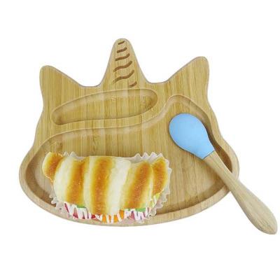 China Modern Healthy Bamboo Children's Cartoon Child Serving Tray Eco-friendly Dish High Quality for sale