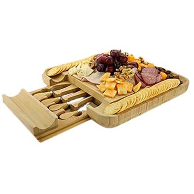 China Viable original factory bamboo cheese board set square drawer cutting board pizza board with high quality for sale