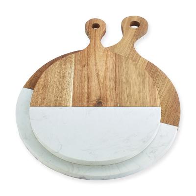 China Factory Wholesale Sustainable Universal Acacia Wood Cutting Board 100% Handmade Marble Cheese Board for sale