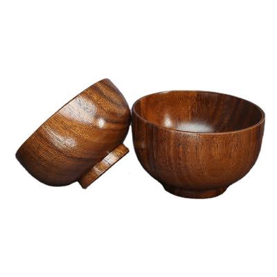 China Modern design Japanese style salad bowl household acacia wood viable wholesale wooden fruit bowl for sale