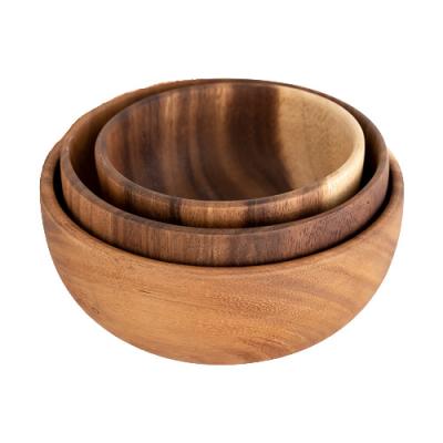 China 2022 Sustainable Logo Multifunctional Rice Bowl High Quality Customized Eco-Friendly Acacia Salad Bowl for sale