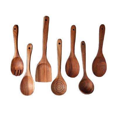 China Sustainable Hot Selling Acacia Wood Kitchen Utensils Set Accessories Wooden Kitchenware Cooking Tool Kits for sale