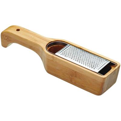 China Viable factory hot sale parmesan grater stainless steel blade bamboo cheese grater with container for sale