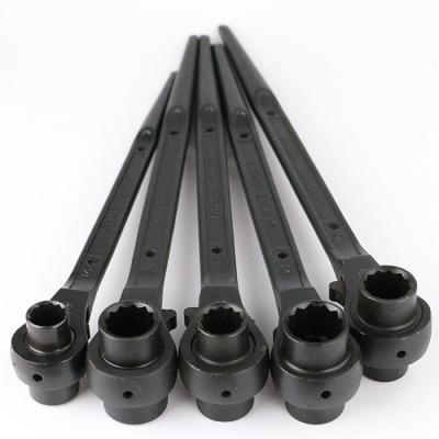 China Tighten Hot Sale Black Color All Steel Construction Spud Ratchet 22 24mm Double Socket Scaffolding Ratchet Wrench for sale