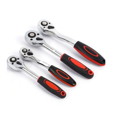 China Tighten CRV Tool 72-tooth Fly Pull Curved Fast quick release 1/4 3/8 1/2 Inch Socket Ratchet Handle Wrench for sale