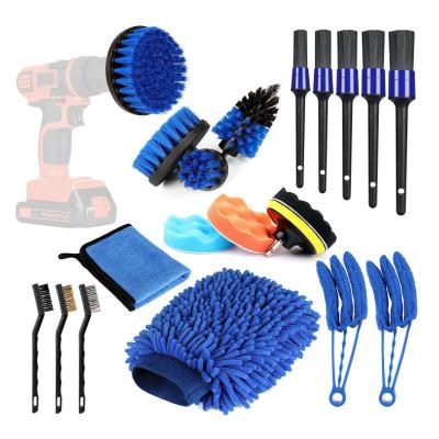 China 20pcs Manufacture Scrubber Plastic Car Wash Brush Kit For Car Washing Set for sale