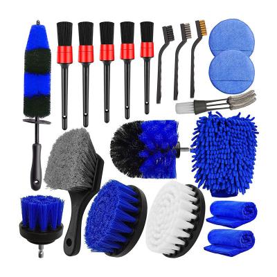 China 20pcs Car Wheel Tire Cleaning Brush Set Detailing Kit Wheels Rim Drill Detailing Brushes Washing for sale