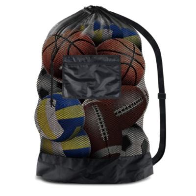 China Quality Mesh Ball Bag Heavy Duty Mesh Soccer Ball Bag Heavy Duty Drawstring Bags Large Hold Equipment For Sports Including Basketball Volleyball for sale