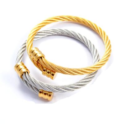 China European men and women and punk women of the new fashion style steel wire hemp rope B double braceletMen Korean American stainless steel bracelets for sale